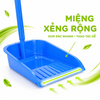 Hốt Rác Cán Dài Nhựa Miệng Rộng Thu Gom Rác GD38 - Xẻng Hốt Rác Cán Dài Lòng Sâu Chất Liệu Nhựa