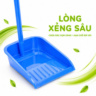 Hốt Rác Cán Dài Nhựa Miệng Rộng Thu Gom Rác GD38 - Xẻng Hốt Rác Cán Dài Lòng Sâu Chất Liệu Nhựa