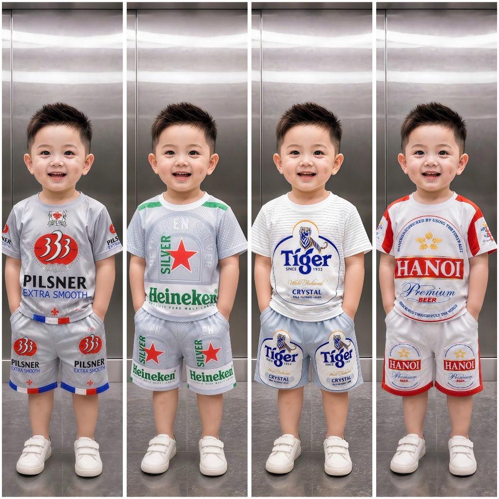 Sét 4 Bộ Cộc Tay Cho Bé Trai Chất thun lạnh mềm mịn,thoáng mát,size từ 8-40kg,thâm hút mồ hôi,{BIA}
