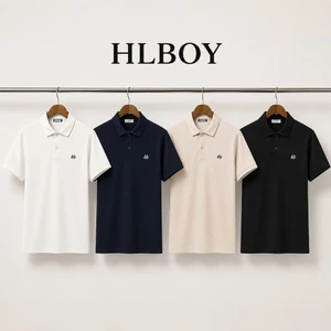 Bộ 3 áo thun polo nam HLBOY vải cá sấu trơn logo ngực ,chống nhăn ,thoáng khí đứng form LOGO710