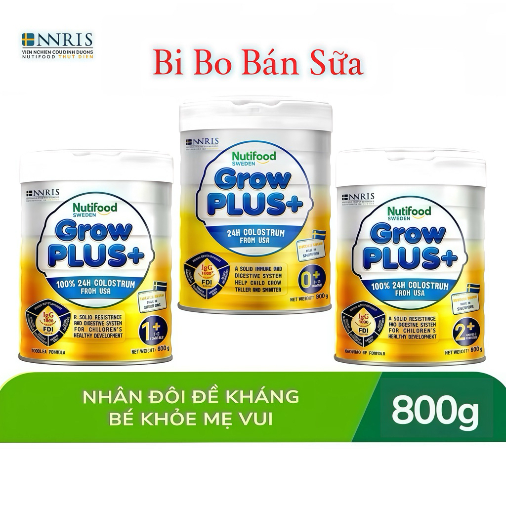 [ĐỦ SỐ] Sữa Bột Nutifood GrowPLUS+ Số 0+/ 1+/ 2+ Lon 800g [Sữa Non Vàng]