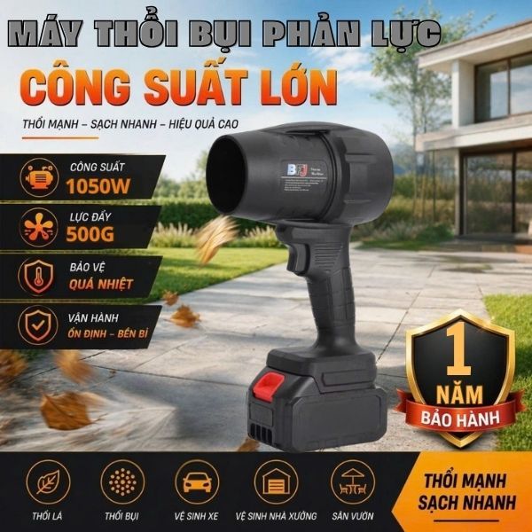 Máy Thổi Phản Lực Siêu Mạnh, Thổi Bụi, Lá, Rác, Động Cơ Lõi Đồng Cao Cấp,Máy Thổi Phản Lực Mạnh Công Suất Lớn 1050W