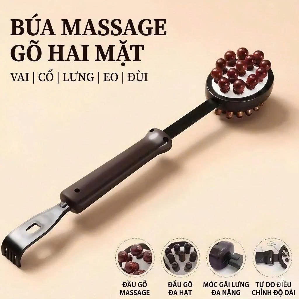 Cây Gậy Đấm Lưng, Gãi Lưng, Đấm Bóp Massgae Cực Đã 3in1 Cây massage 3 Chức Năng Dài 38cm