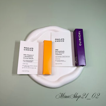 [Hàng Mỹ] Paula’s Choice Clinical Mini 5ml - Serum Vitamin C + Glutathione & Kem Pro Retinaldehyde Dưỡng Sáng Da
