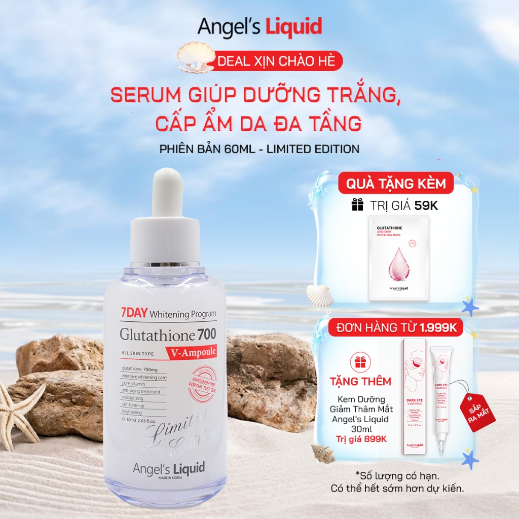 serum trắng da glutathione Dưỡng Da, Cấp Ẩm Đa Tầng Angel's Liquid 700mg + HA 7Day Whitening Program 30ml Serum Angel's Liquid 7Day Whitening