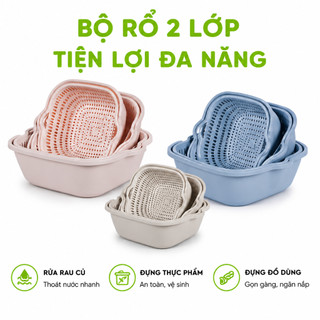 Bộ Rổ Thau Nhựa PP Cao Cấp 3 Món Đa Năng Việt Nhật GD42 - Bộ Rổ Chậu Nhựa Đa Năng 3 Chi Tiết