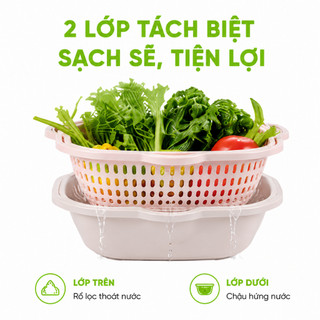 Bộ Rổ Thau Nhựa PP Cao Cấp 3 Món Đa Năng Việt Nhật GD42 - Bộ Rổ Chậu Nhựa Đa Năng 3 Chi Tiết