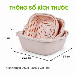 Bộ Rổ Thau Nhựa PP Cao Cấp 3 Món Đa Năng Việt Nhật GD42 - Bộ Rổ Chậu Nhựa Đa Năng 3 Chi Tiết
