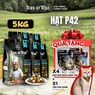 Thức Ăn Cho Mèo Bite Of Wild P42 Combo 5 Gói 1KG Không Chứa Ngũ Cốc Mix Thịt Sấy Cho Mèo Mọi Lứa Tuổi
