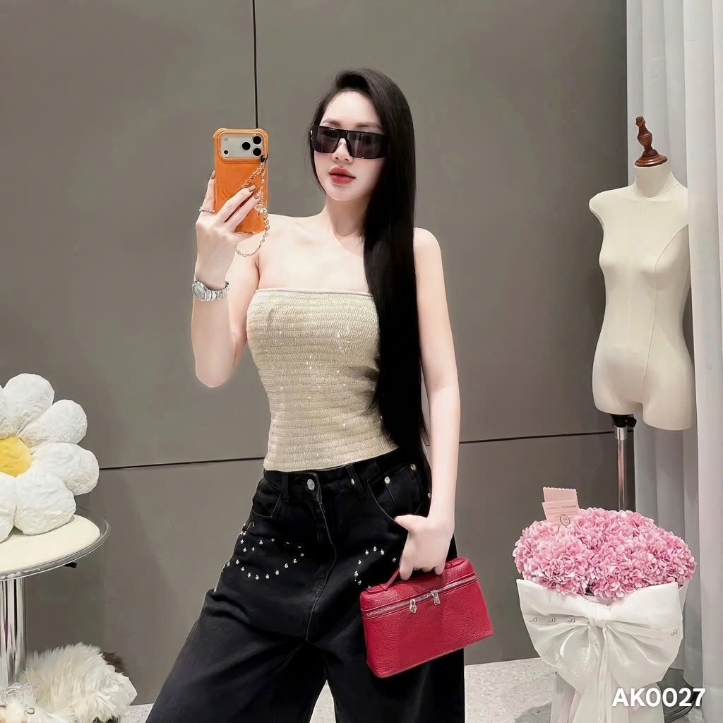 Áo quây ống len đính đá co giãn 4 màu HiNa QD0020 QCCC QCL1 AK0027