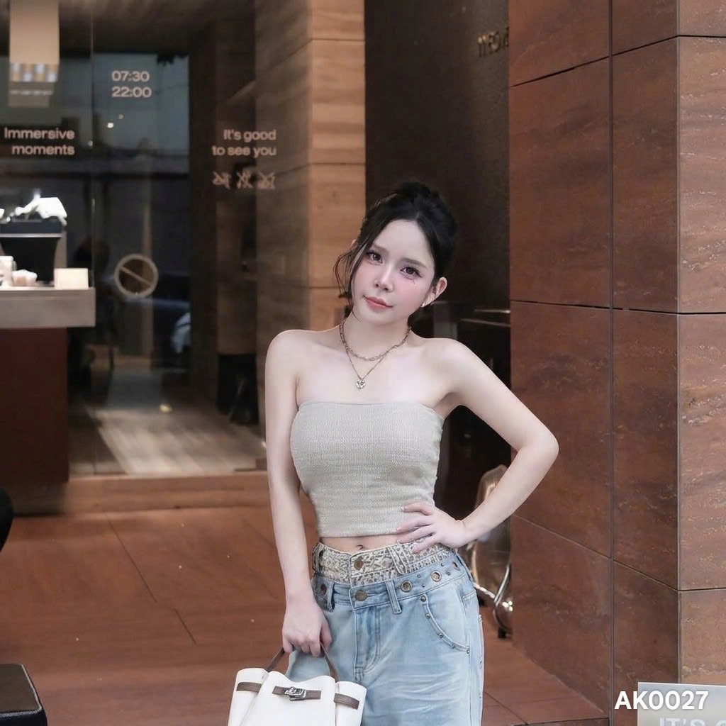 Áo quây ống len đính đá co giãn 4 màu HiNa QD0020 QCCC QCL1 AK0027