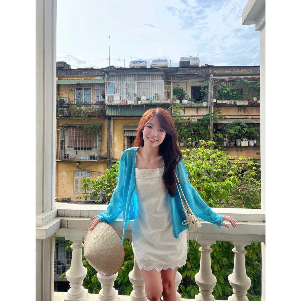 Selina Dress (TSW) Váy 2 dây trắng thêu hoa viền ren buộc dây sau Nữ the.sweaterweather