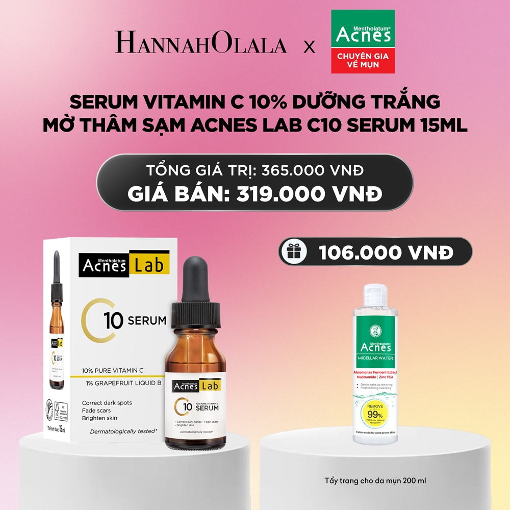 Serum VItamin C 10% dưỡng trắng mờ thâm sạm Acnes Lab C10 serum 15ml