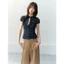 Áo Kẻ Kiểu Dáng Ôm KHAO BOUTIQUE Có Dây Buộc Nơ Nữ Tính KH56