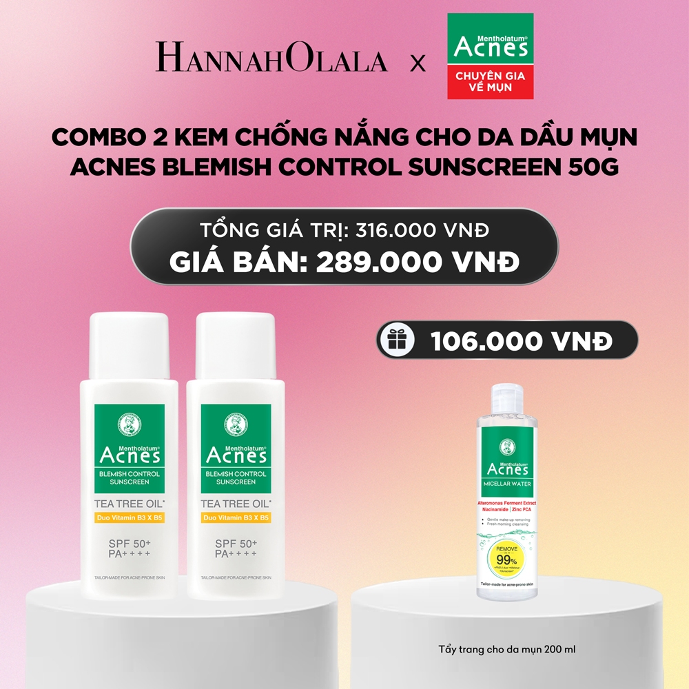 Combo 2 Kem chống nắng cho da dầu mụn Acnes Blemish Control Sunscreen 50g