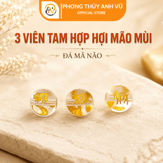 3 Viên Tam Hợp Hợi Mão Mùi Trắng có khai quang - Vòng tam hợp quý nhân hợi mão mùi
