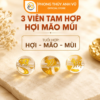 3 Viên Tam Hợp Hợi Mão Mùi Trắng có khai quang - Vòng tam hợp quý nhân hợi mão mùi