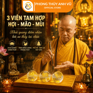 3 Viên Tam Hợp Hợi Mão Mùi Trắng có khai quang - Vòng tam hợp quý nhân hợi mão mùi