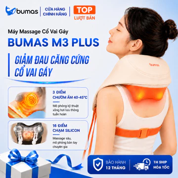 [Set Quà 20/10] Máy Massage Cổ Vai Gáy BUMAS M3 Plus - Chườm Ấm Mát Xa Như Tay Người - Giảm Nhức Mỏi Cổ Vai Gáy Lưng