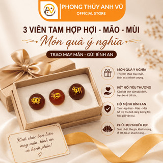 3 viên tam hợp hợi mão mùi chất liệu mã não đỏ đã khai quang - size 8 10 12ly - may mắn tài lộc