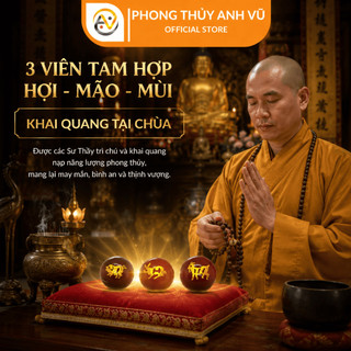 3 viên tam hợp hợi mão mùi chất liệu mã não đỏ đã khai quang - size 8 10 12ly - may mắn tài lộc