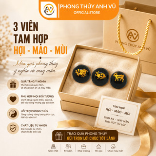 3 viên tam hợp hợi mão mùi chất liệu mã não đã khai quang điểm nhãn size 8 10 12ly - may mắn tài lộc