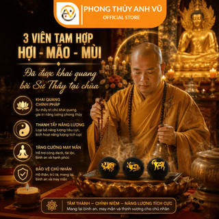 3 viên tam hợp hợi mão mùi chất liệu mã não đã khai quang điểm nhãn size 8 10 12ly - may mắn tài lộc
