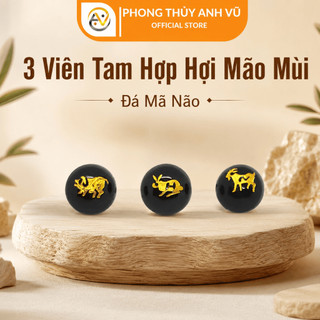 3 viên tam hợp hợi mão mùi chất liệu mã não đã khai quang điểm nhãn size 8 10 12ly - may mắn tài lộc