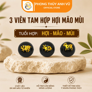 3 viên tam hợp hợi mão mùi chất liệu mã não đã khai quang điểm nhãn size 8 10 12ly - may mắn tài lộc