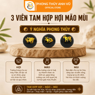 3 viên tam hợp hợi mão mùi chất liệu mã não đã khai quang điểm nhãn size 8 10 12ly - may mắn tài lộc