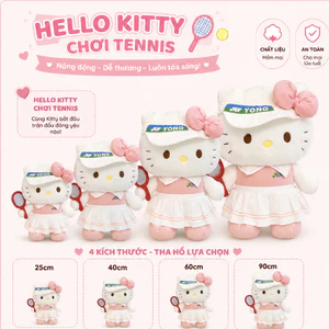 Gấu Bông Hello Kitty Chơi Tennis - Thú Nhồi Bông Mềm Mịn Cao Cấp Quà Tặng Dễ Thương