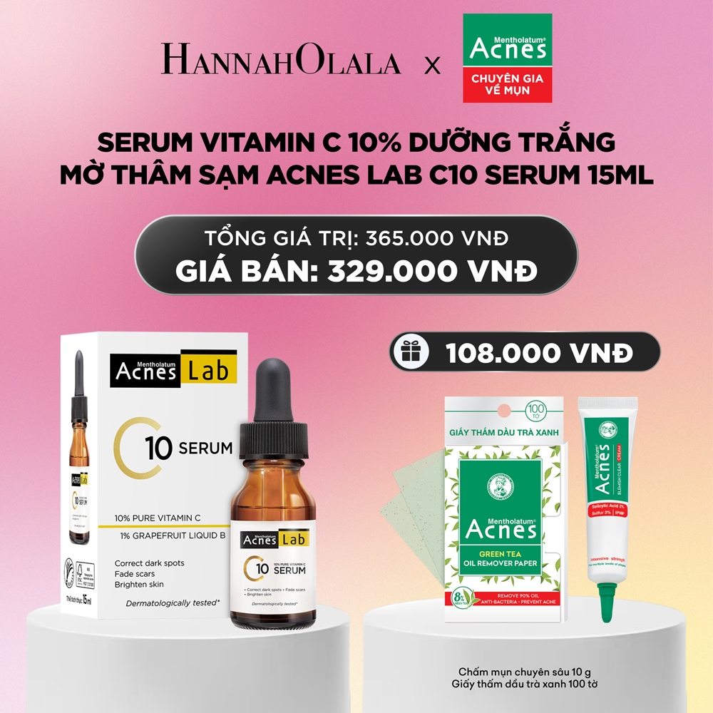 Serum VItamin C 10% dưỡng trắng mờ thâm sạm Acnes Lab C10 serum 15ml