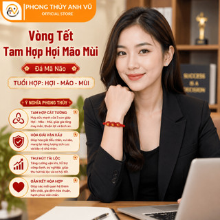 Vòng chỉ đỏ may mắn tết 3 viên tam hợp hợi mão mùi - Có khai quang điểm nhãn - may mắn tài lộc