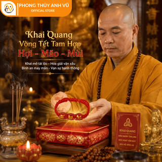 Vòng chỉ đỏ may mắn tết 3 viên tam hợp hợi mão mùi - Có khai quang điểm nhãn - may mắn tài lộc