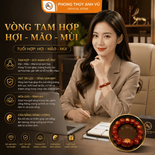 Vòng tam hợp quý nhân hợi mão mùi đã khai quang chất liệu mã não, may mắn tài lộc bình an