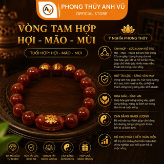 Vòng tam hợp quý nhân hợi mão mùi đã khai quang chất liệu mã não, may mắn tài lộc bình an