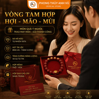 Vòng tam hợp quý nhân hợi mão mùi đã khai quang chất liệu mã não, may mắn tài lộc bình an