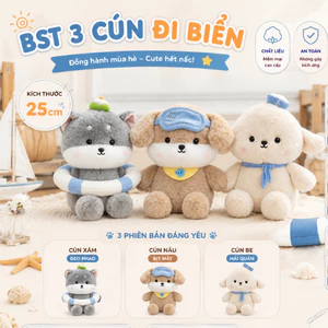 Gấu Bông Bộ Sưu Tầm 3 Cún Đi Biển 25cm - Siêu Mềm Quà Tặng Dễ Thương, Độc Đáo