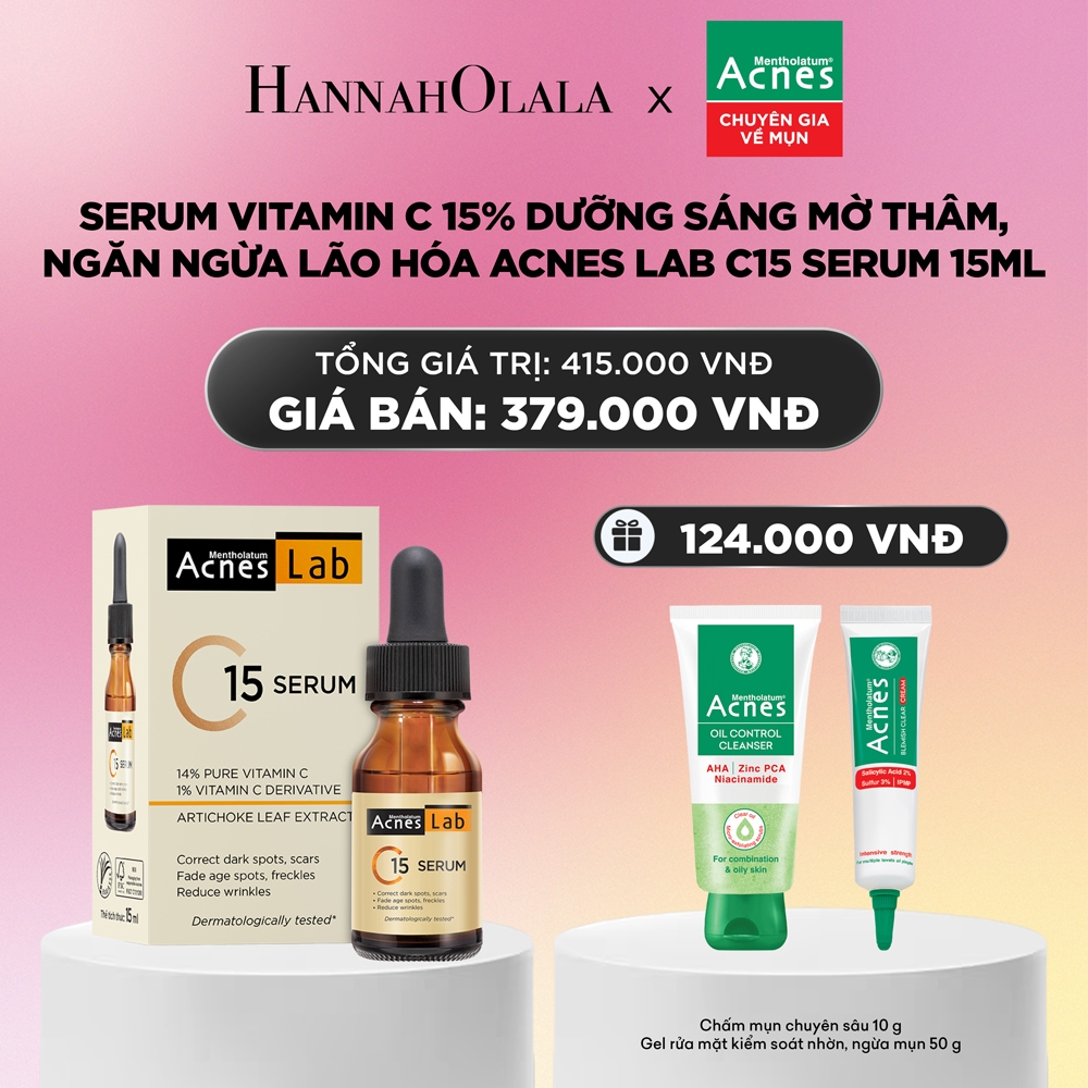 Serum Vitamin C 15% dưỡng sáng mờ thâm, ngăn ngừa lão hóa Acnes Lab C15 Serum 15ml