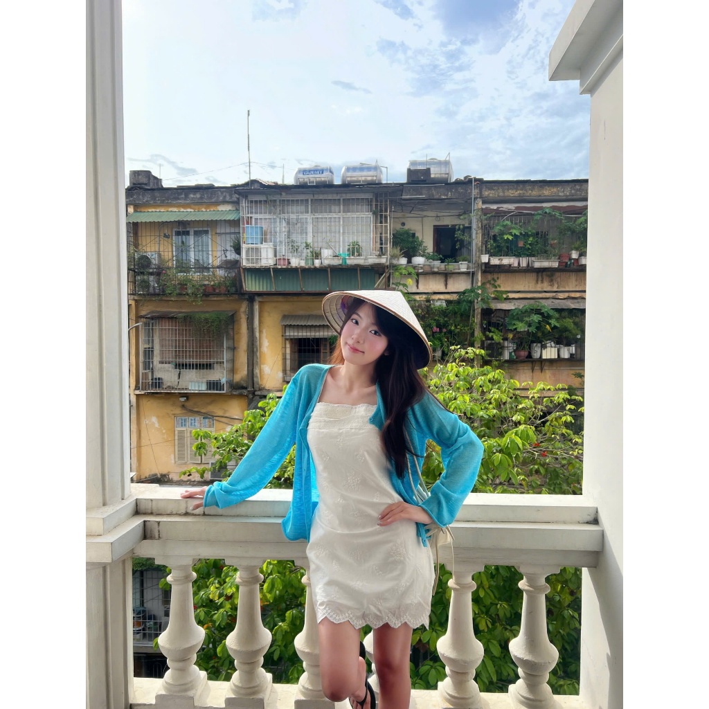 Selina Dress (TSW) Váy 2 dây trắng thêu hoa viền ren buộc dây sau Nữ the.sweaterweather