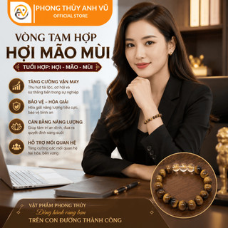 Vòng tay mắt hổ vàng tam hợp hợi mão mùi đã khai quang - chất liệu mắt hổ - may mắn tài lộc