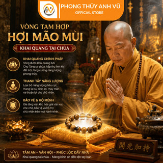 Vòng tay mắt hổ vàng tam hợp hợi mão mùi đã khai quang - chất liệu mắt hổ - may mắn tài lộc