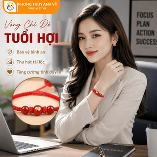 Vòng tết chỉ đỏ may mắn tuổi hợi - Chất liệu dây dù đá mã não - May mắn tài lộc bình an