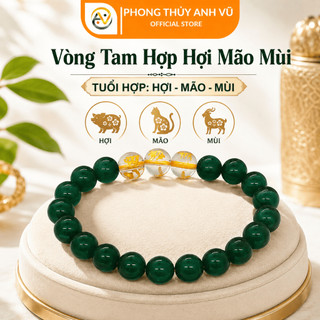 Vòng tam hợp quý nhân hợi mão mùi đã khai quang - mã não xanh cho mệnh mộc, hỏa - may mắn tài lộc