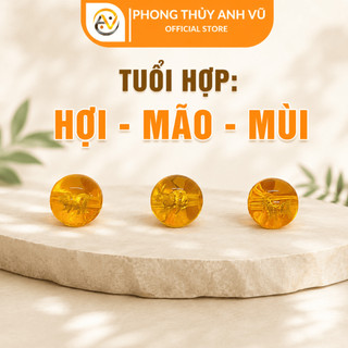 3 viên tam hợp hợi mão mùi chất liệu mã não vàng đã khai quang - size 8 10 12ly - may mắn tài lộc