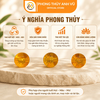 3 viên tam hợp hợi mão mùi chất liệu mã não vàng đã khai quang - size 8 10 12ly - may mắn tài lộc