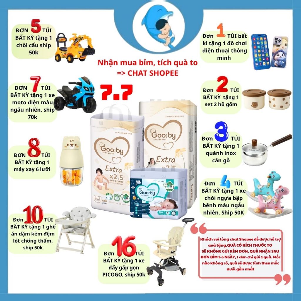 Tã/bỉm quần dán Gooby Extra/Premium đủ size M58/L52/XL50/XXL46 chống tràn hiệu quả cho bé từ 6kg - 24kg MECAHEO
