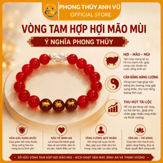 Vòng tam hợp hợi mão mùi - Vòng tay con giáp đã khai quang - Vòng mã não đỏ - May mắn tài lộc