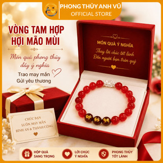 Vòng tam hợp hợi mão mùi - Vòng tay con giáp đã khai quang - Vòng mã não đỏ - May mắn tài lộc