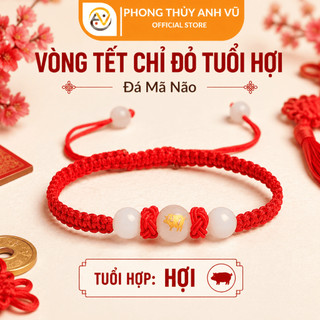 Vòng tay tuổi hợi - vòng chỉ đỏ may mắn - có khai quang điểm nhãn may mắn tài lộc - Phong Thủy Anh Vũ